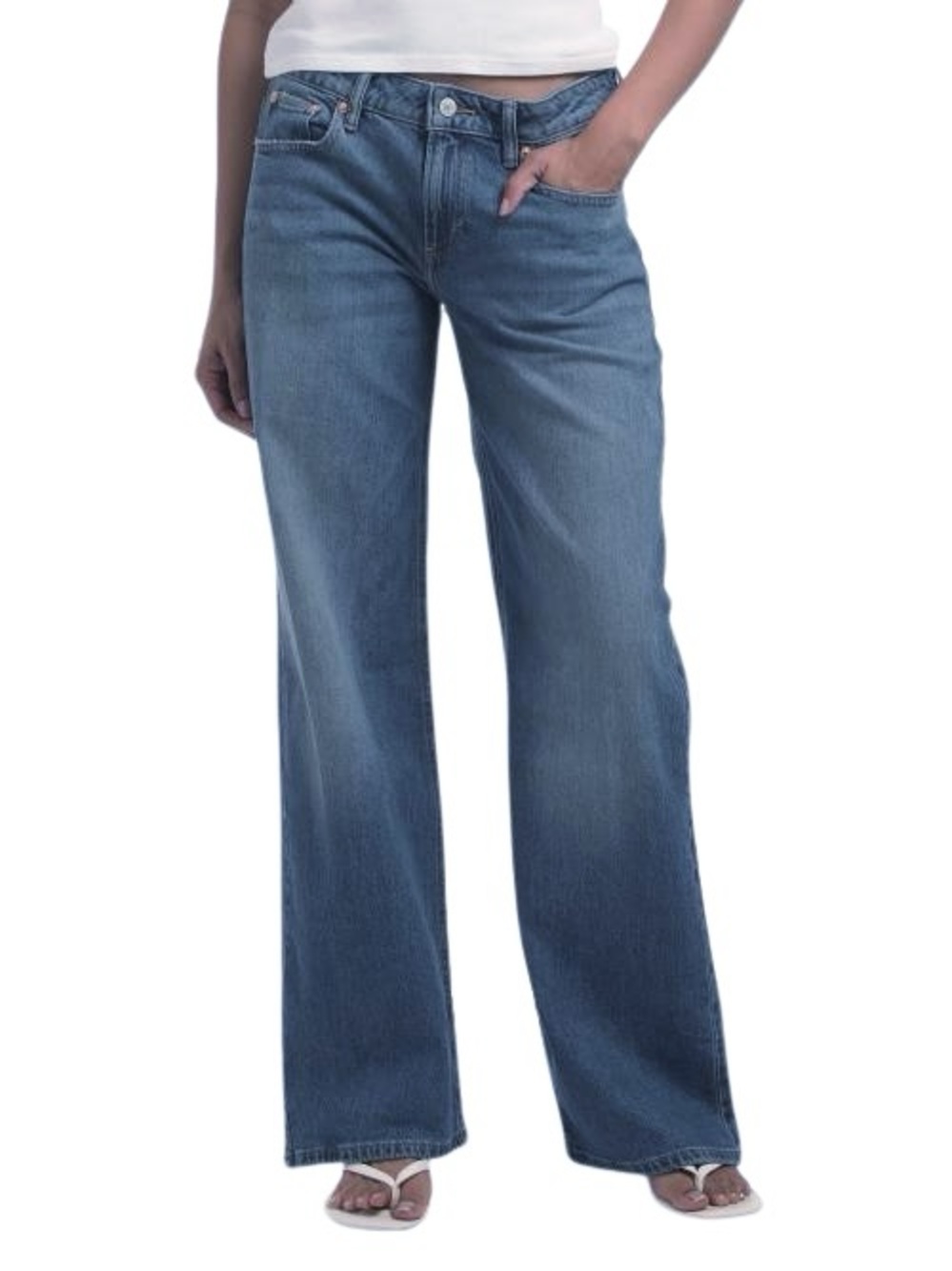 Lucky Brand Baggy Wide Leg Medium Wash Jeans 10